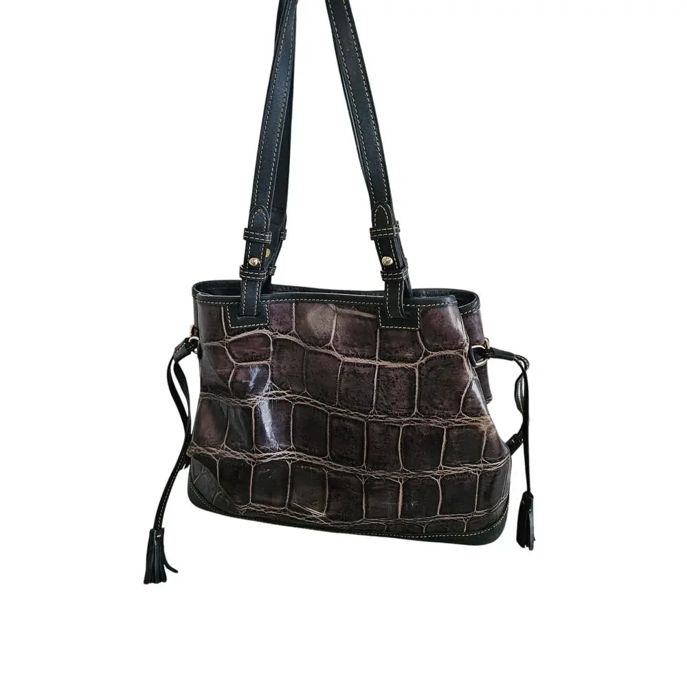 Dooney & Bourke Patent Handbag Embossed Leather Shoulder Hobo Purse